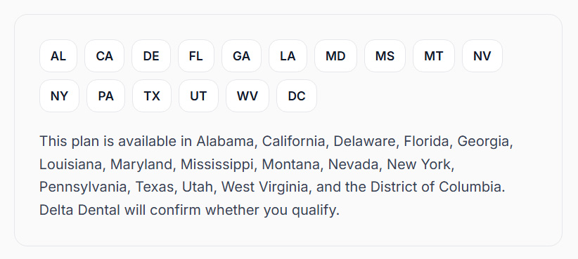 Available States for Delta Dental